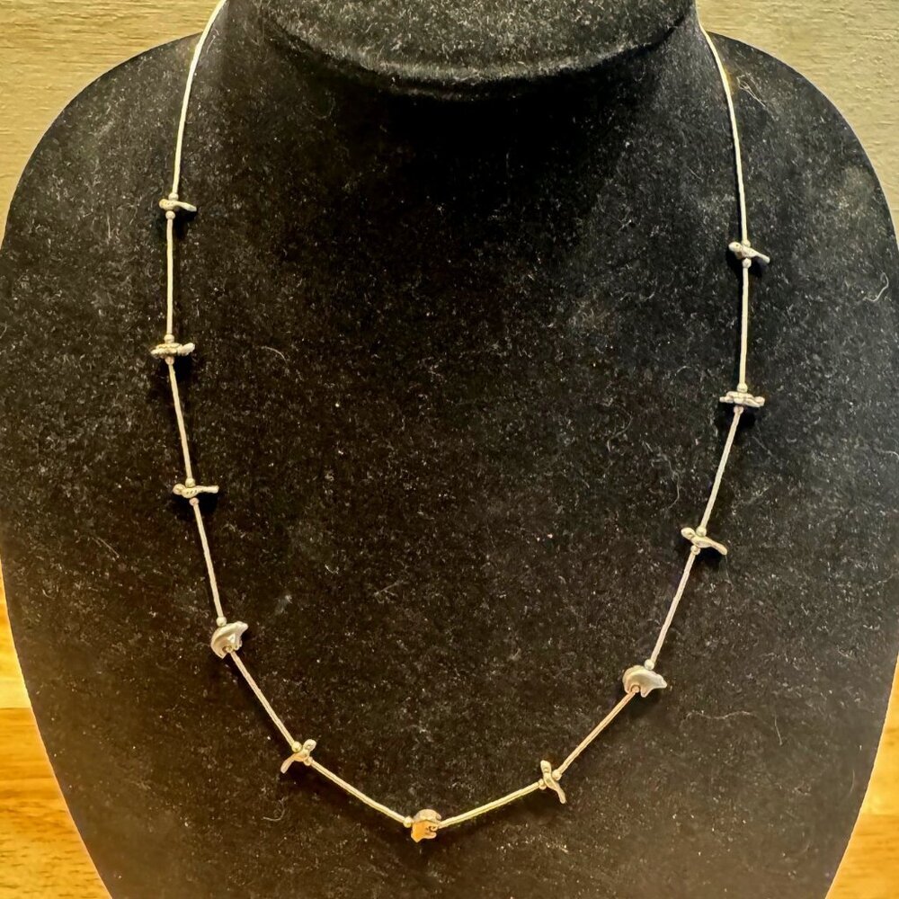 Old Pawn Vintage Native American Liquid Sterling Silver Animal Fetish Necklace